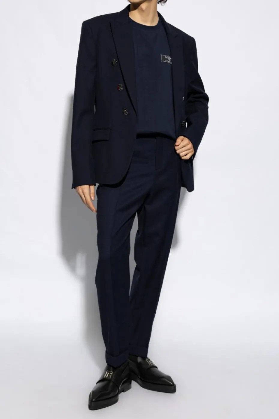 Balmain NAVY BLUE T-shirt with logo