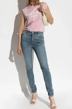 Balmain PINK Top with printed logo