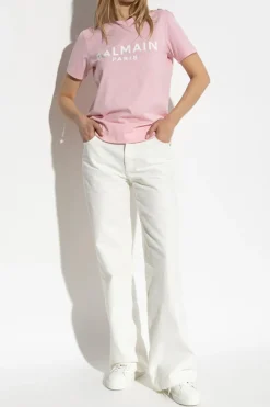 Balmain PINK T-shirt with appliqués