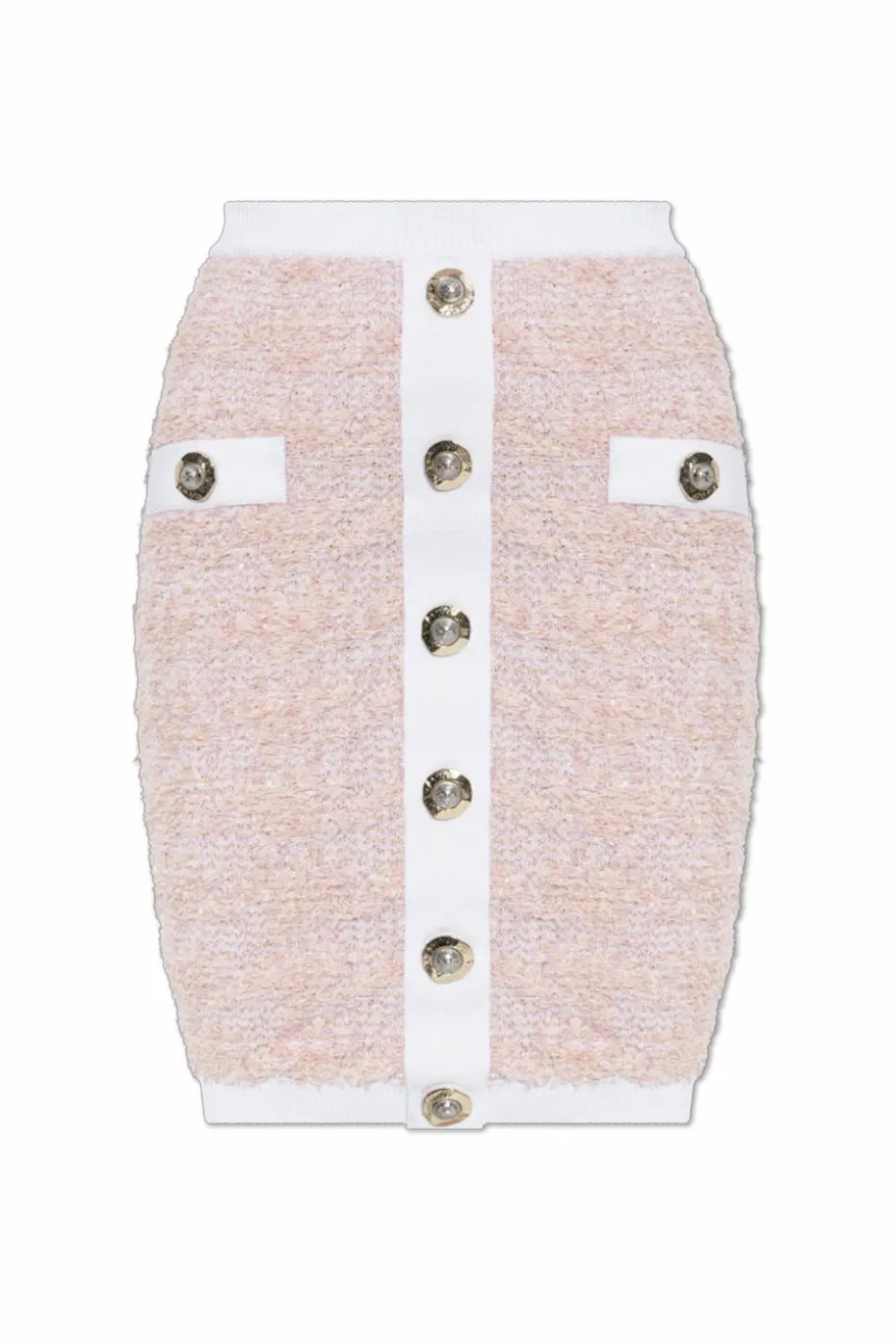 Balmain PINK Tweed skirt with lurex thread