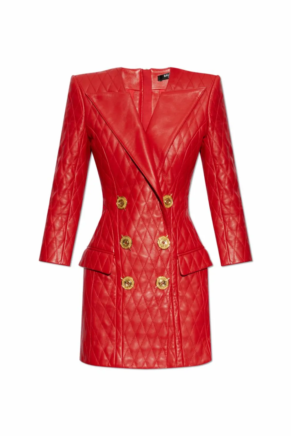Balmain RED Leather dress with appliqués