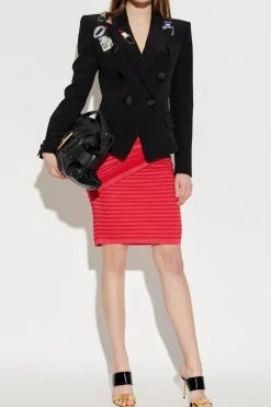 Balmain RED Ribbed skirt