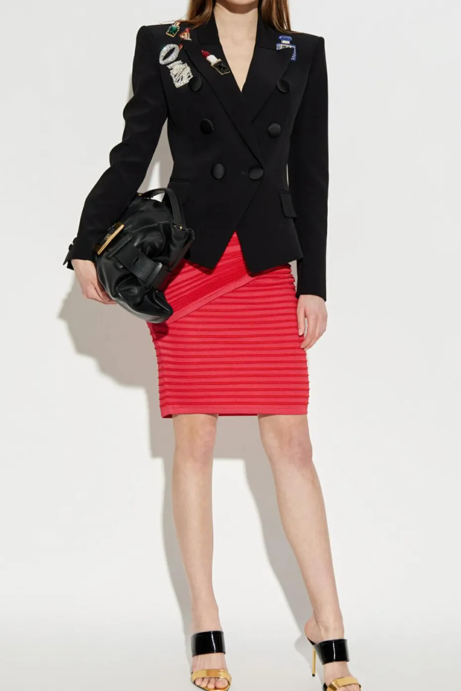 Balmain RED Ribbed skirt