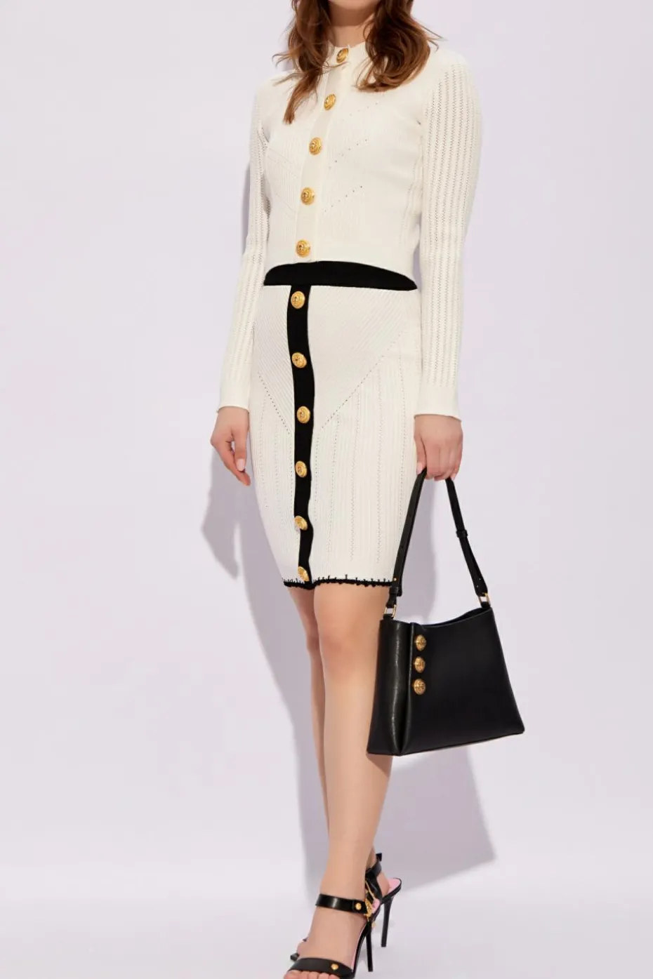 Balmain WHITE Cardigan with Decorative Buttons