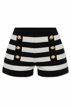 Balmain WHITE Striped pattern shorts