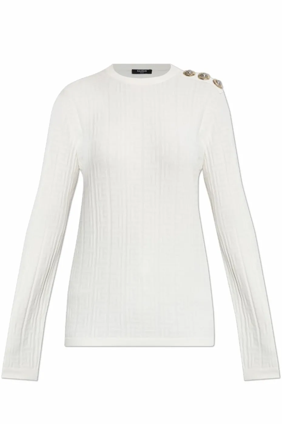 Balmain WHITE Sweater with a crew neckline