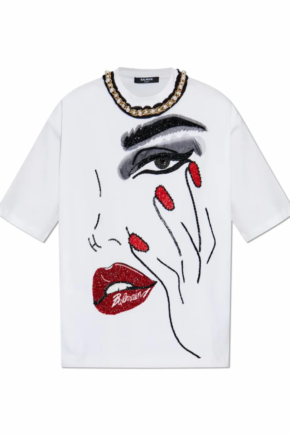 Balmain WHITE T-shirt with applique