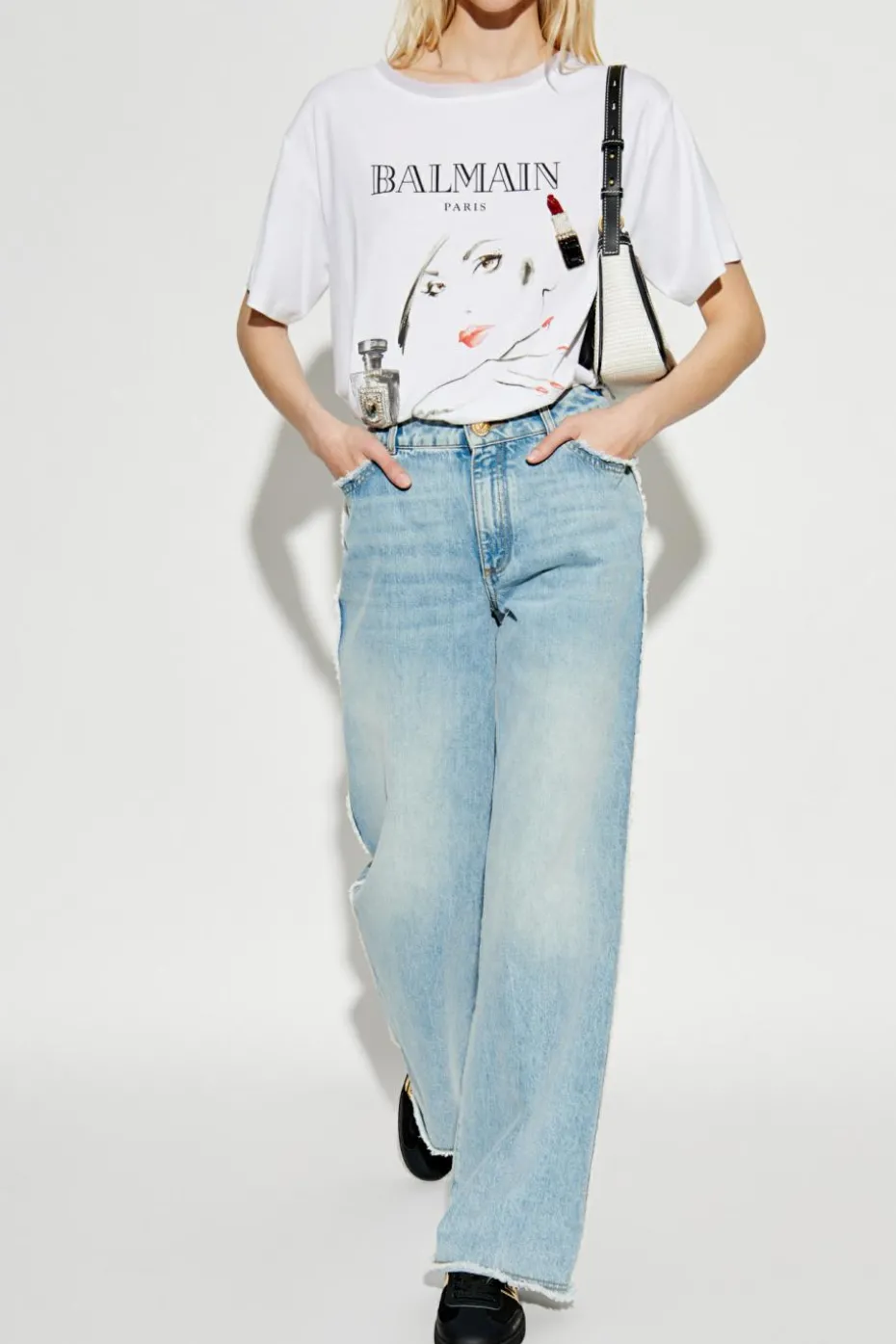 Balmain WHITE T-shirt with applique