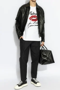 Balmain WHITE T-shirt with shimmering appliqués