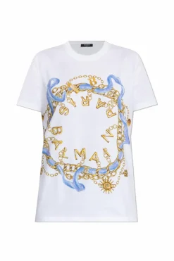 Balmain WHITE T-shirt with colorful print