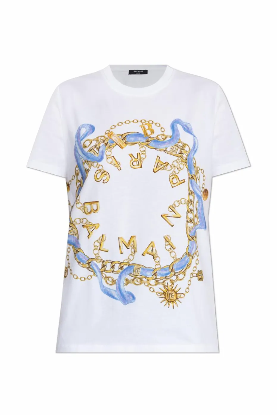 Balmain WHITE T-shirt with colorful print