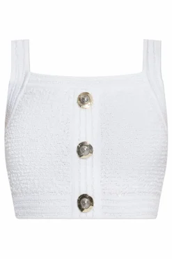 Balmain WHITE Tweed top with straps
