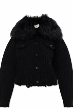Blumarine BLACK Cardigan with faux fur trim