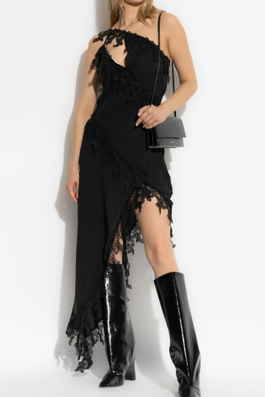 Blumarine BLACK Dress with lace inserts