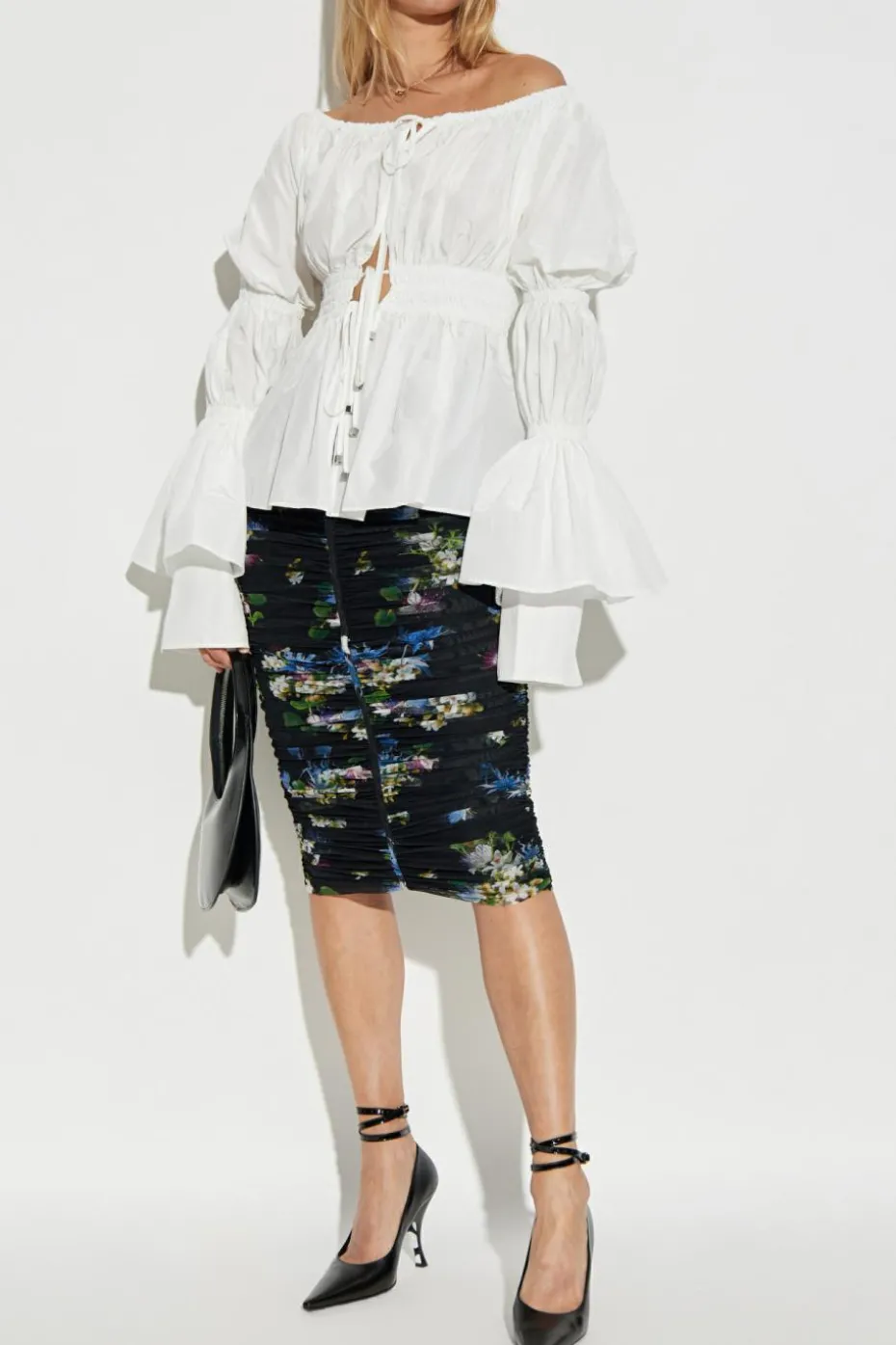 Blumarine BLACK Floral print skirt