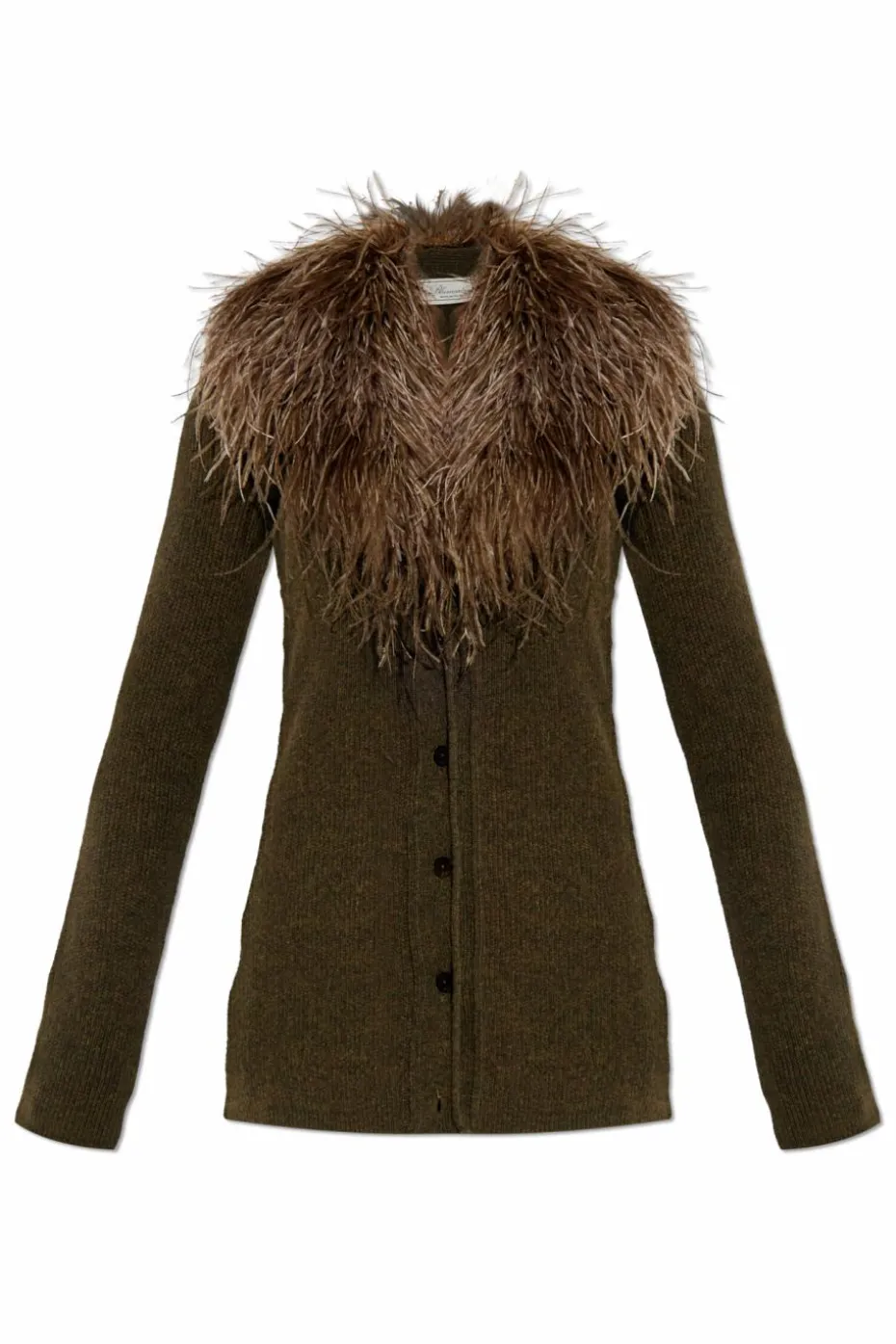 Blumarine BROWN Cardigan with ostrich feathers