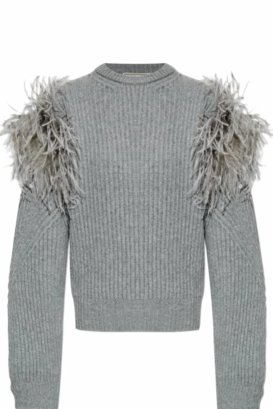 Blumarine GREY Sweater with ostrich feathers