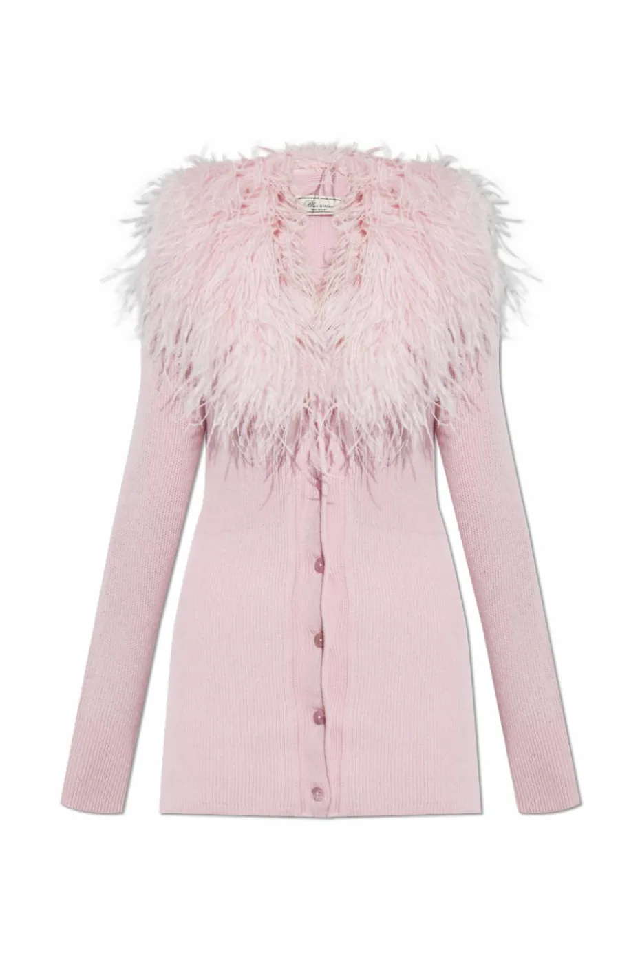 Blumarine PINK Cardigan with ostrich feathers