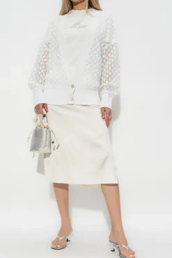 Blumarine WHITE Cardigan with mohair trim