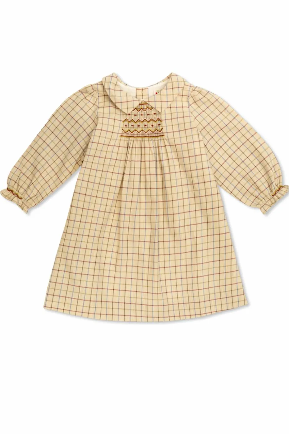 Bonpoint beige Dress with a plaid pattern