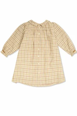 Bonpoint beige Dress with a plaid pattern