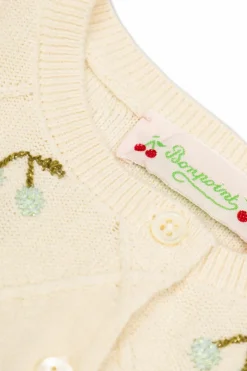 Bonpoint cream Cardigan with cherry motif