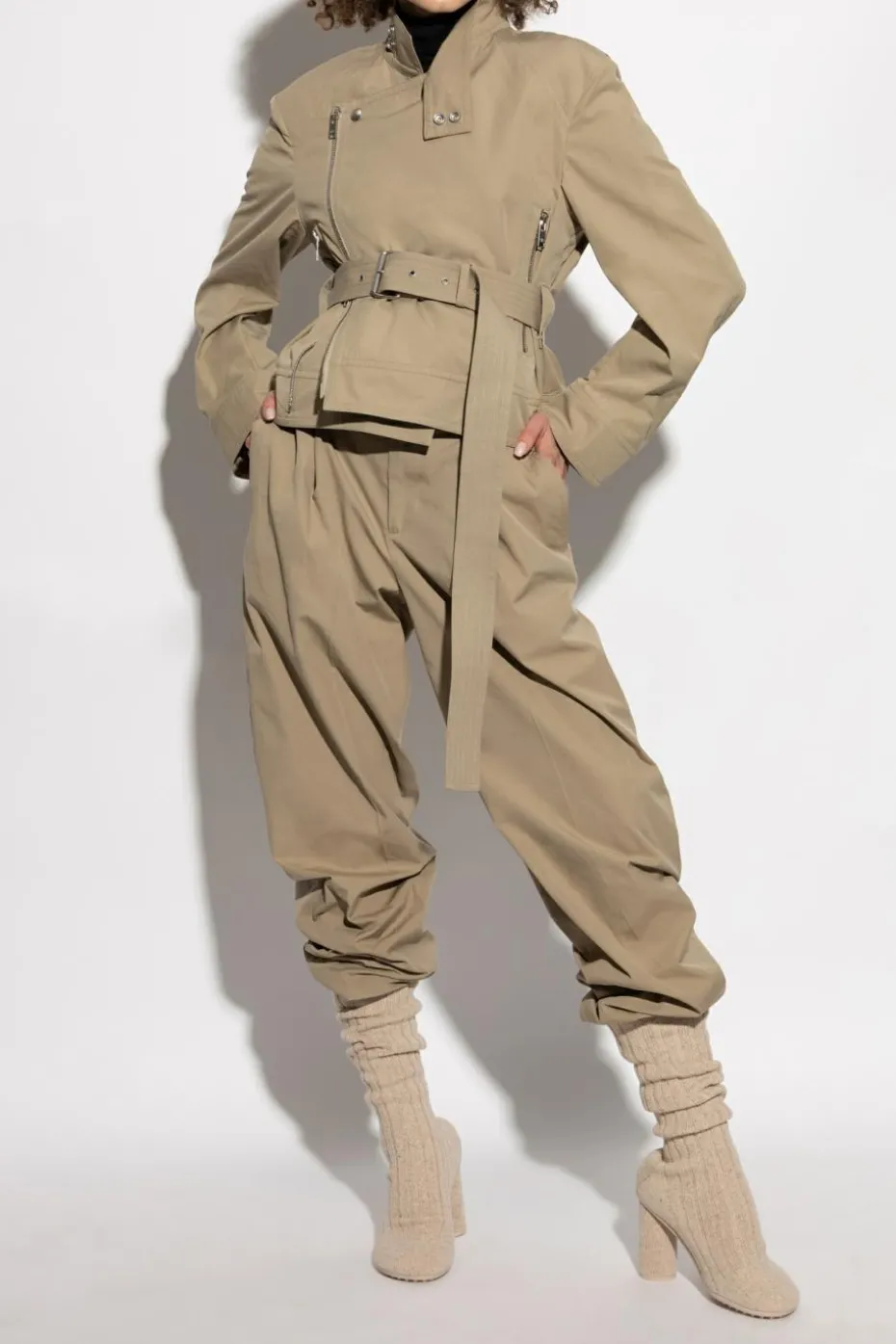 Bottega Veneta beige High-waisted pants