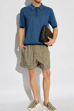 Bottega Veneta beige Plaid pattern shorts