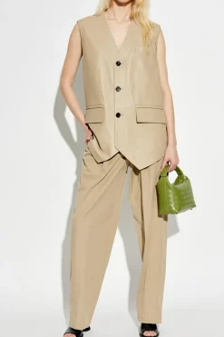 Bottega Veneta beige Vest with leather front