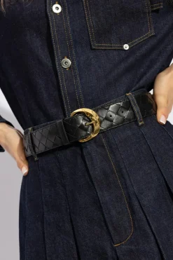 Bottega Veneta BLACK Belt with 'Intrecciato' weave