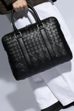 Bottega Veneta BLACK Briefcase with Intrecciato weave