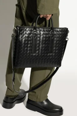 Bottega Veneta BLACK Briefcase Intrecciato Soft