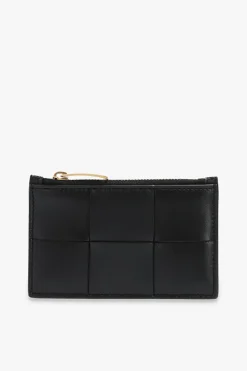 Bottega Veneta BLACK Card case with ‘Intrecciato’ weave
