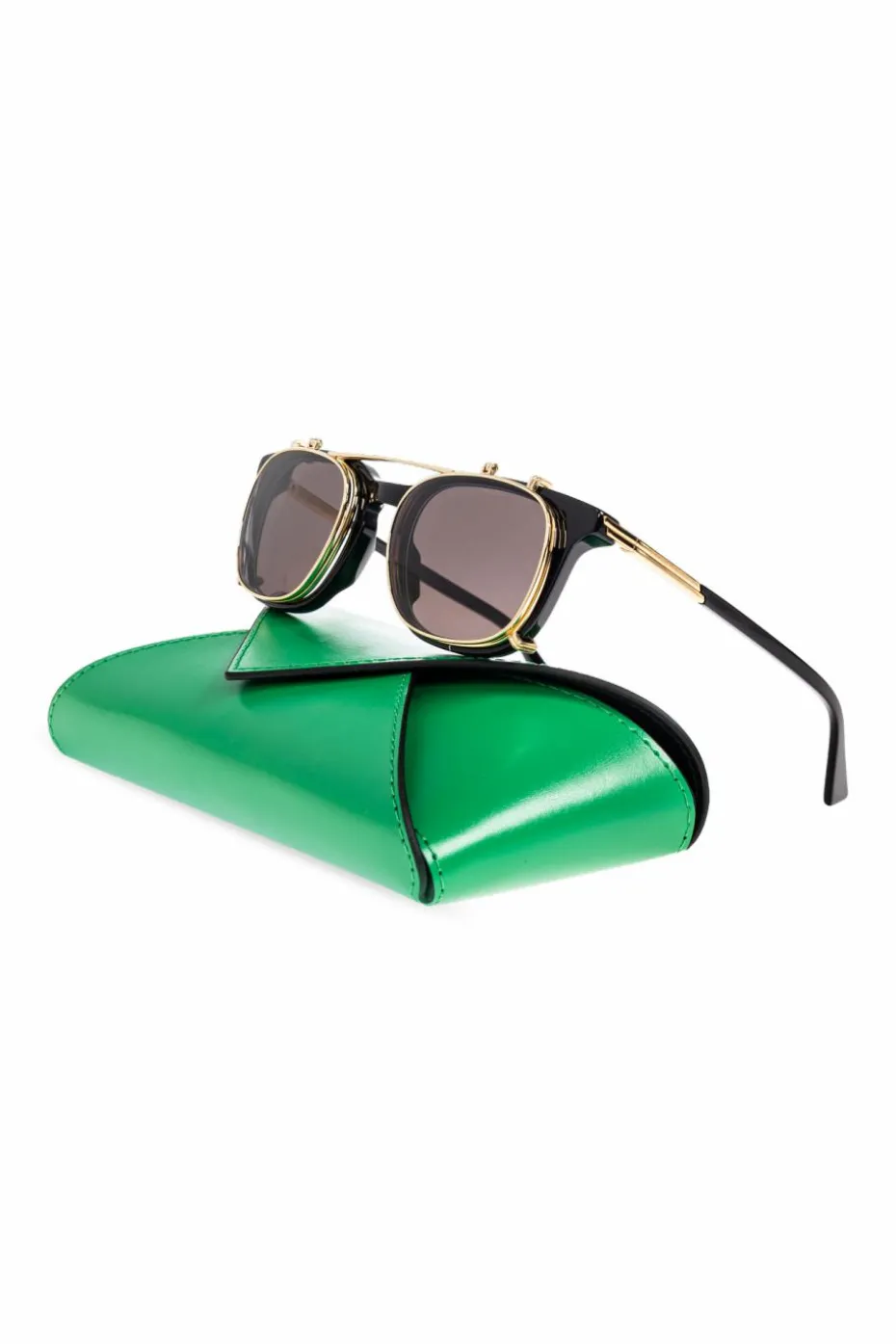 Bottega Veneta BLACK Corrective glasses with clip-on sunglasses