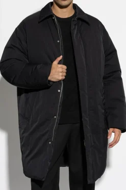 Bottega Veneta BLACK Down jacket with detachable leather collar