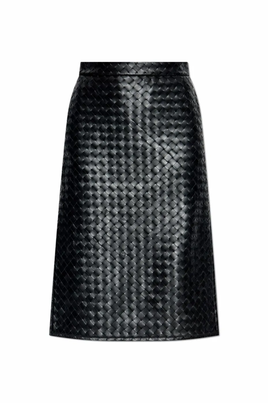 Bottega Veneta BLACK Leather skirt with side slit