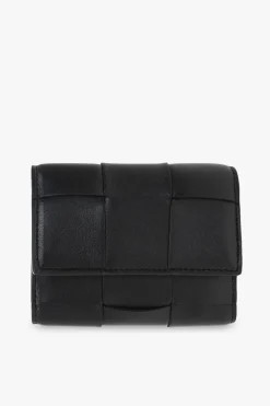 Bottega Veneta BLACK Wallet with āIntrecciatoā weave