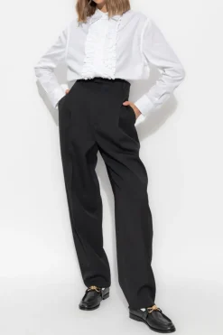 Bottega Veneta BLACK Wool pleat-front trousers