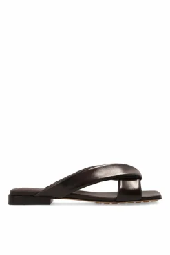 Bottega Veneta BROWN Leather slides `Riva`
