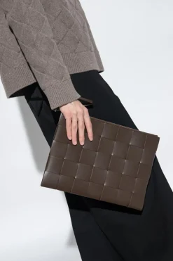 Bottega Veneta BROWN ‘Pouch Large’ leather handbag