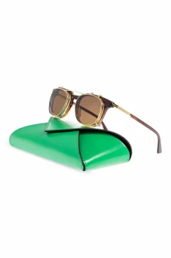 Bottega Veneta BROWN Prescription glasses with sun clip-ons