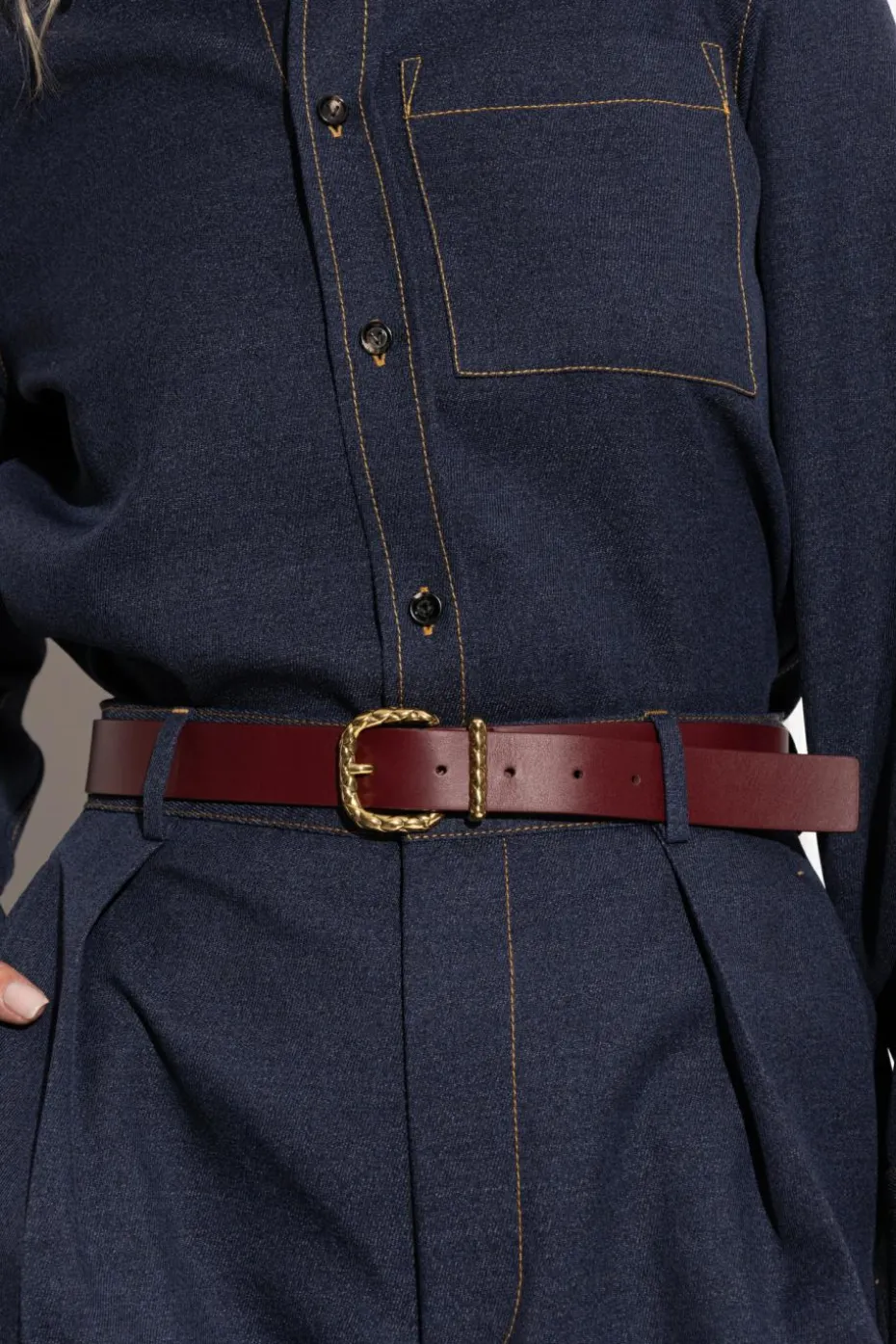 Bottega Veneta BURGUNDY Leather belt