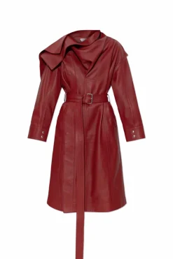 Bottega Veneta BURGUNDY Leather coat