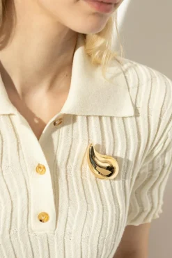 Bottega Veneta GOLD Teardrop-shaped brooch