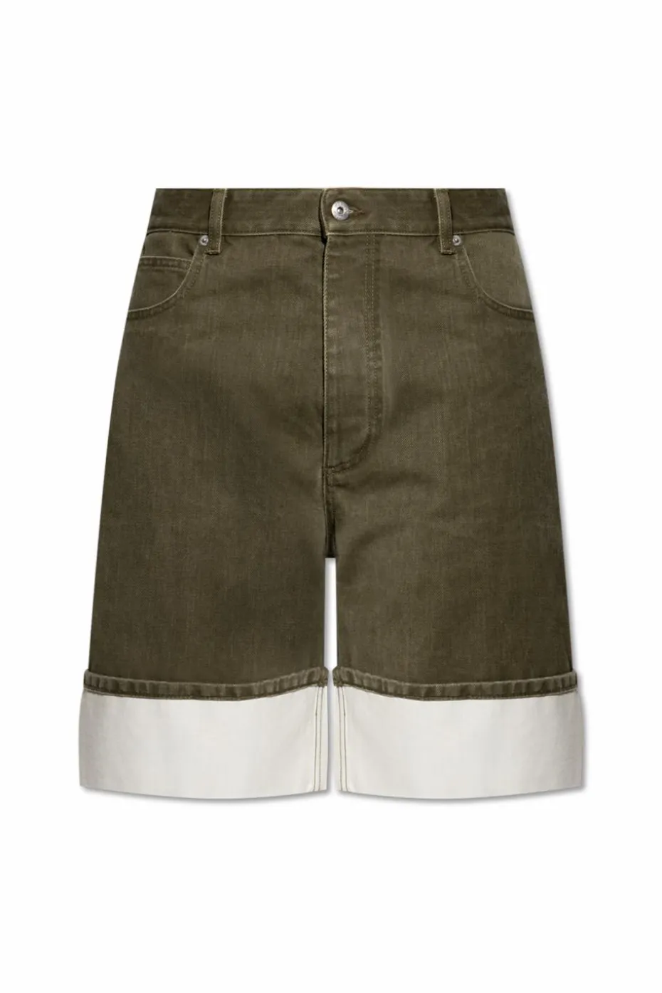 Bottega Veneta GREEN Shorts with rolled-up legs