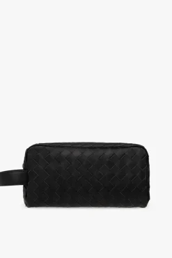Bottega Veneta GREEN Wash bag with āIntrecciatoā weave