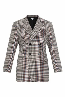 Bottega Veneta GREY Double-breasted blazer with check pattern