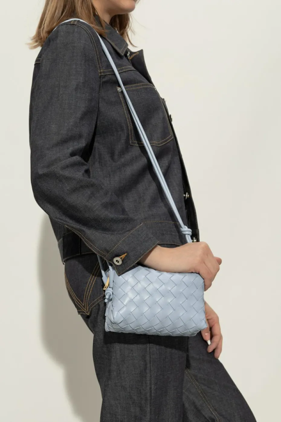 Bottega Veneta light blue Shoulder bag `Mini Loo[ Camera`