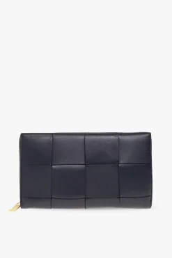 Bottega Veneta NAVY BLUE Leather wallet with ‘Intreccio’ weave