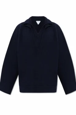 Bottega Veneta NAVY BLUE Wool sweater with V-neck